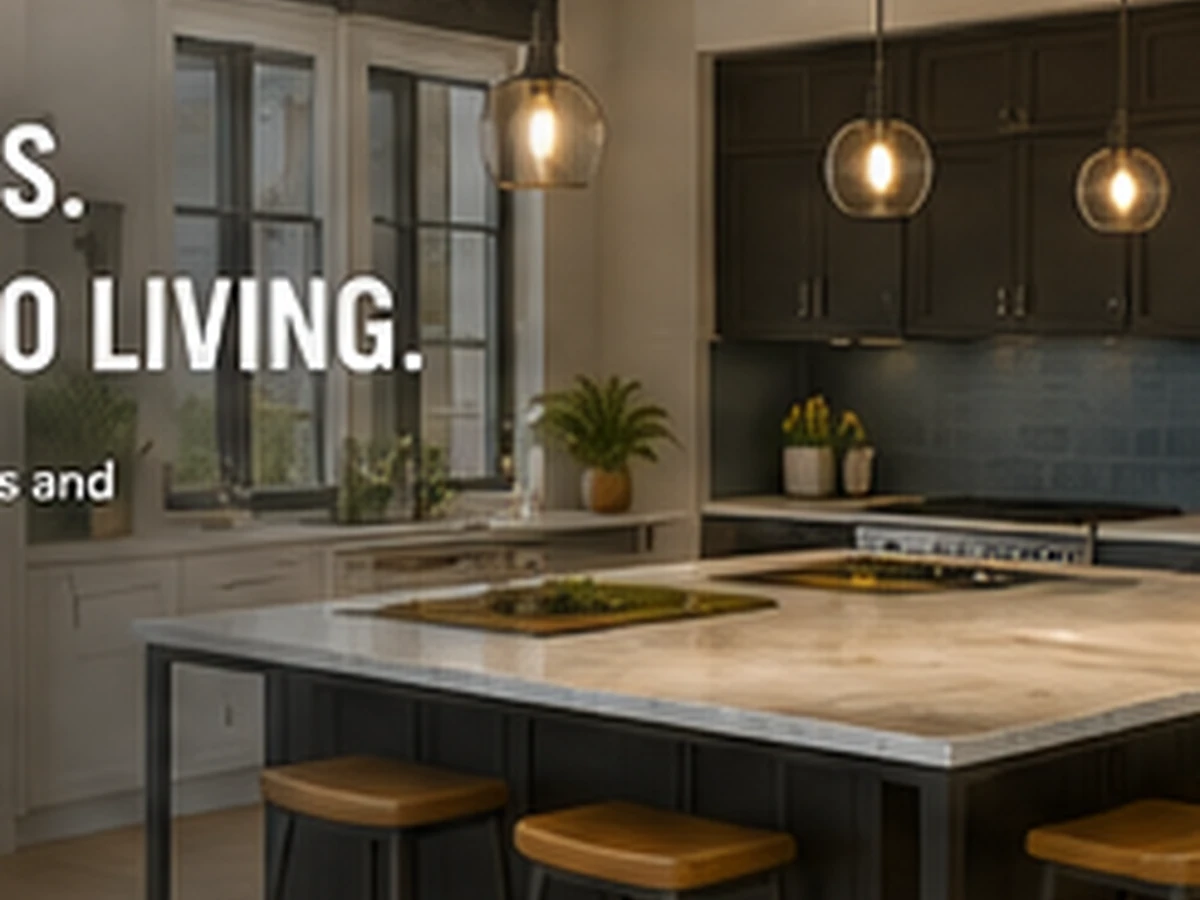 Illustrative dark island kitchen concept design concept