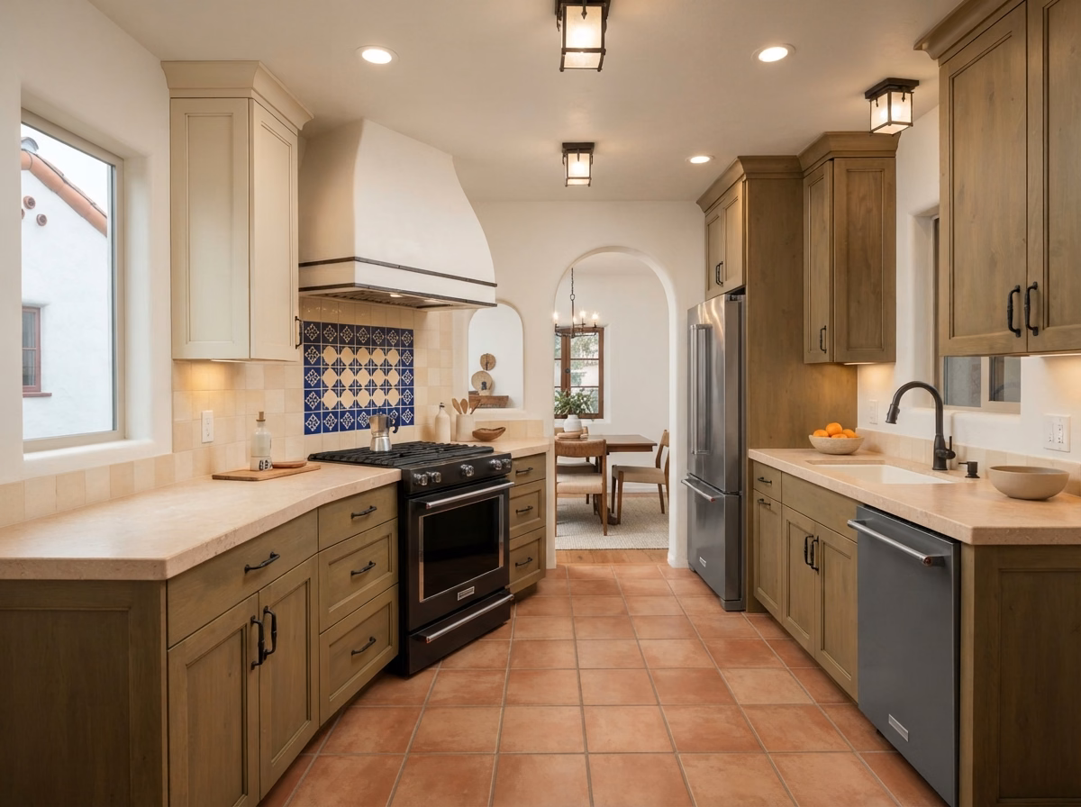Mediterranean Spanish Kitchen Style in San Diego County.