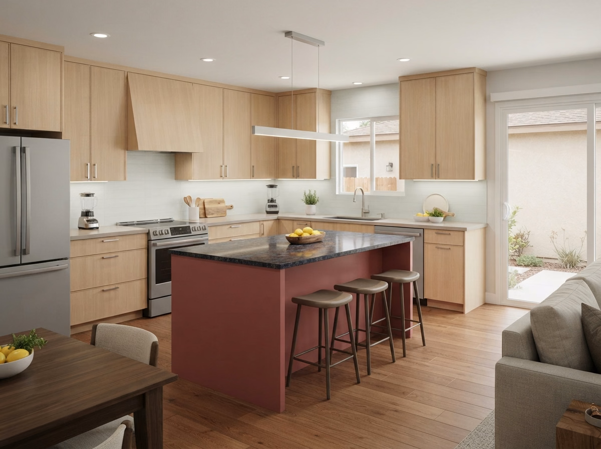 Open Concept Kitchen Style in San Diego County.