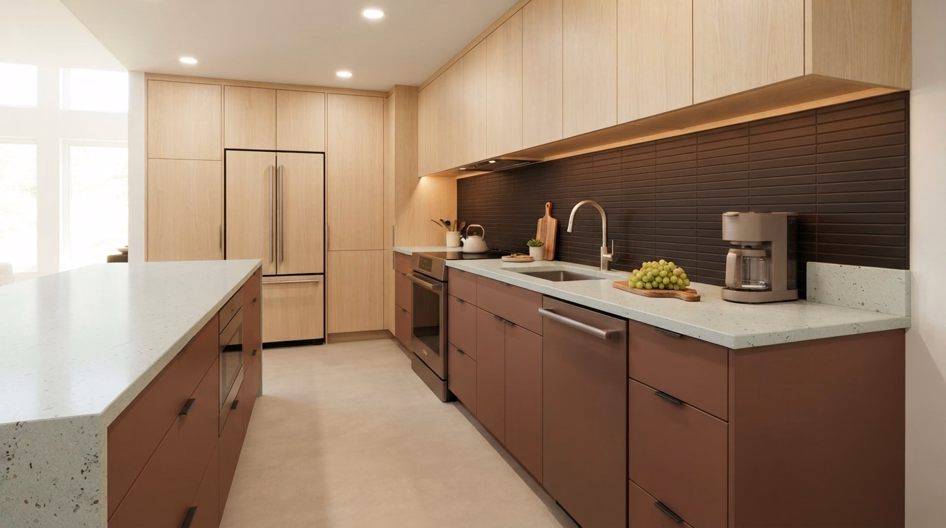 Modern quartz kitchen project in Carlsbad, CA.