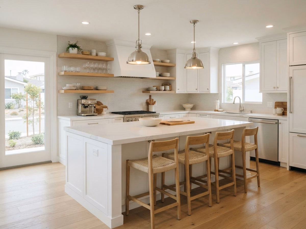 Coastal White Island Style in San Diego County.