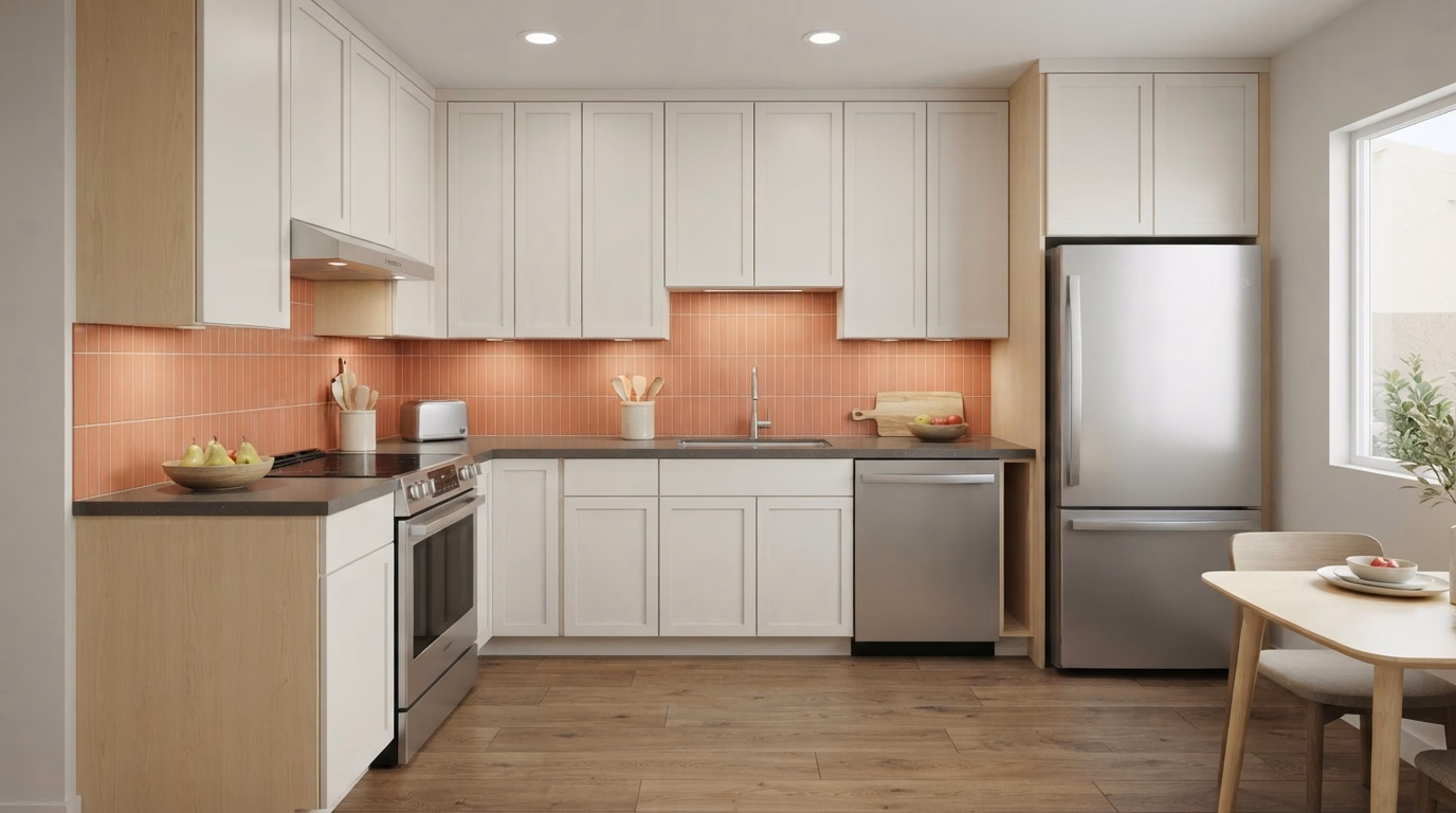 Light Cabinet Colors for Small Kitchens | San Diego County Light cabinet colors for a small kitchen in San Diego County.